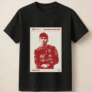 Charles Leclerc Portrait with Clean Red Linework and Ferrari Branding Unisex 152